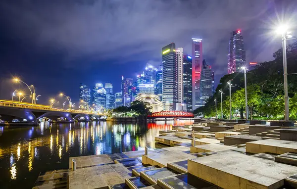Singapore Stadt Nacht Ansicht — Stockfoto