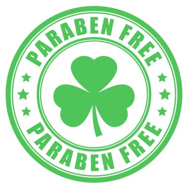 Green label paraben free on white background clipart