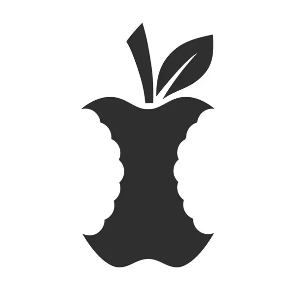 Bitten Apple Vector Icon Isolated White Background — Stockvektor