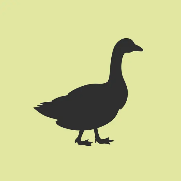 Goose Poultry Vector Icon Isolated Green Background — Stock Vector