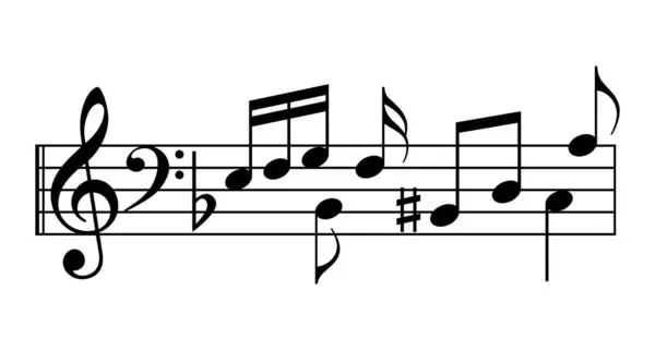 Notes Musique Icône Vectorielle Portée Isolée Sur Fond Blanc — Image vectorielle