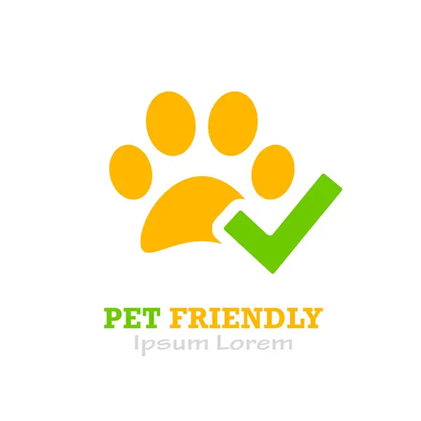 Pet Design Logotipo Amigável Isolado Fundo Branco — Vetor de Stock