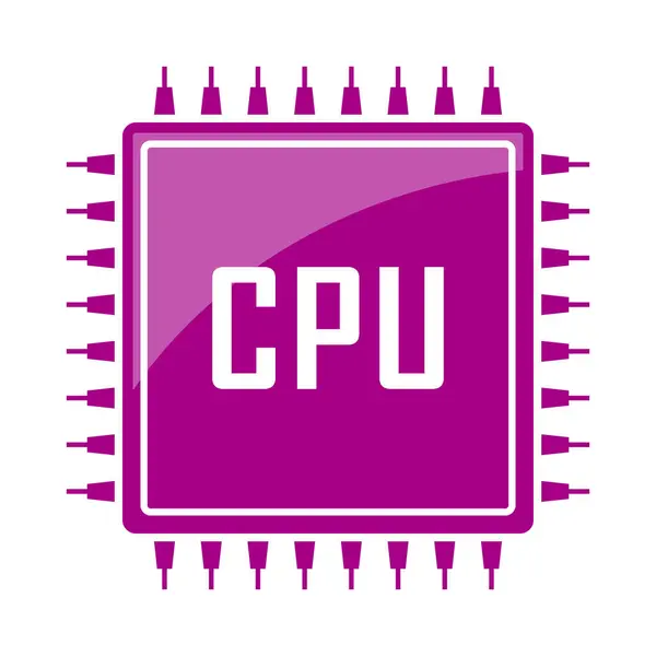Cpu Processor Vector Pictogram Geïsoleerd Witte Achtergrond — Stockvector