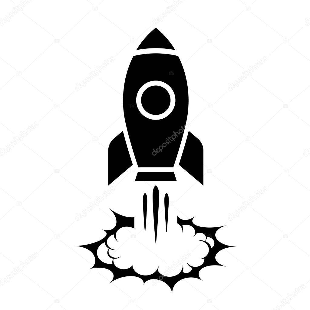 Rocket start vector icon isolated on white background