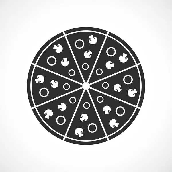 Icono Vector Pizza Redonda Sobre Fondo Blanco — Archivo Imágenes Vectoriales
