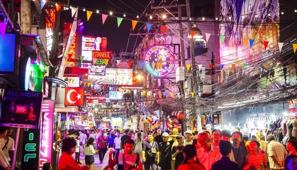 Walking Street Noční Život Pattaya Thajsko 2023 — Stock fotografie