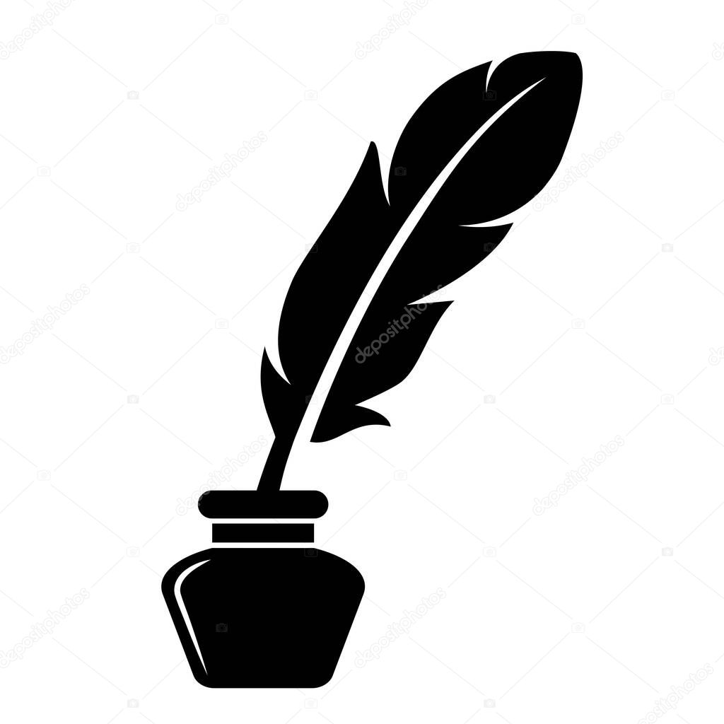 Ink feather vector icon isolated on white background