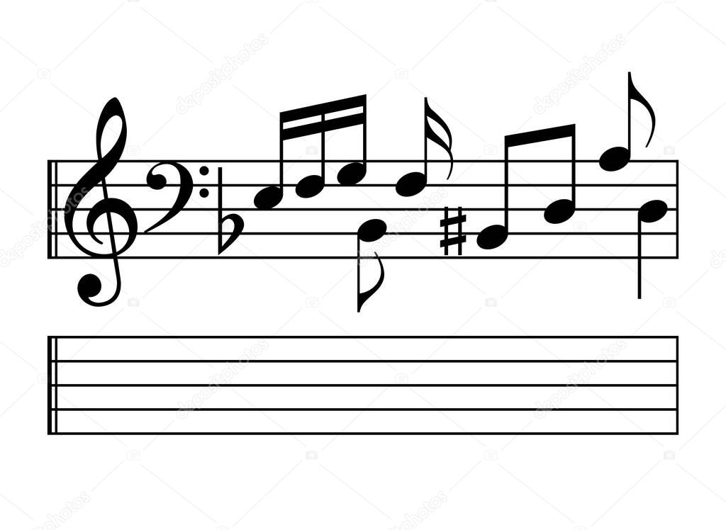 Music notes vector cartoon isolated on white background