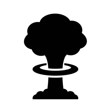 Nükleer bomba patlama vektörü simgesi beyaz arkaplanda izole edildi