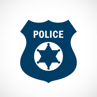 Polis rozet vektör simgesi beyaz arkaplanda izole