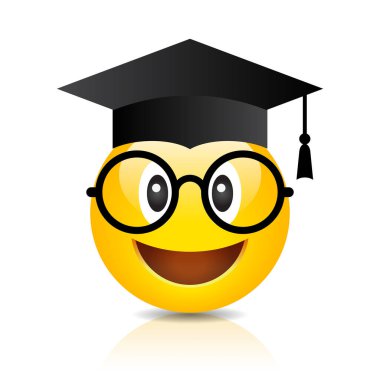 Mezuniyet şapkalı inek emojisi.
