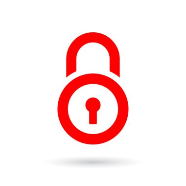 Kırmızı asma kilit vektör simgesi