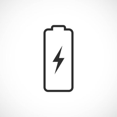 Beyaz arkaplanda izole edilmiş basit doğrusal pil simgesi