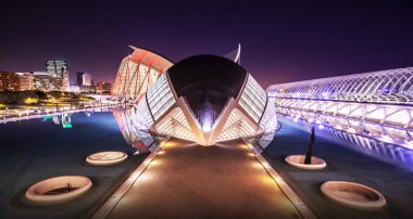 Valencia şehrinde gece yarısı sanat ve bilim şehri, İspanya 2024