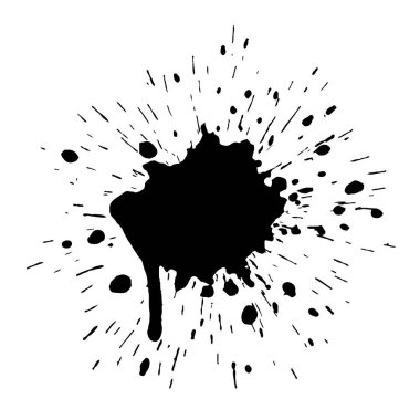 Beyaz arkaplanda mürekkep lekesi sıçrama vektör simgesi izole edildi