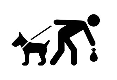 Lütfen beyaz arkaplandaki köpek vektör işaretinizden sonra temizleyin