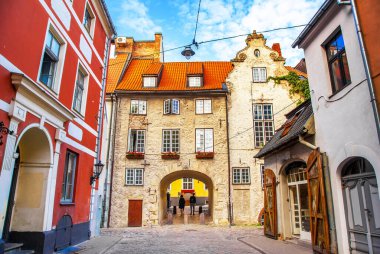 Riga 'nın İsveç kapısı ve ortaçağ bölgesi Letonya