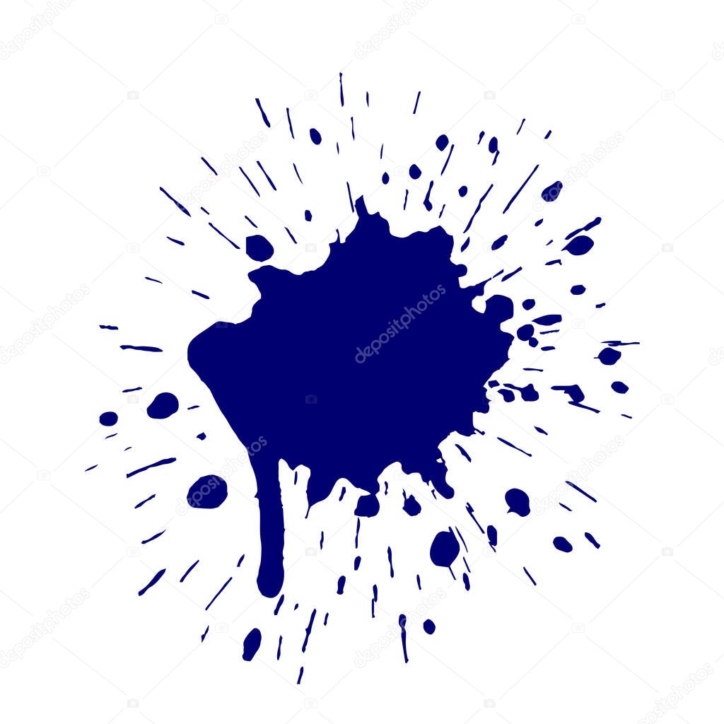 Blue ink blob vector shape isolated on white background