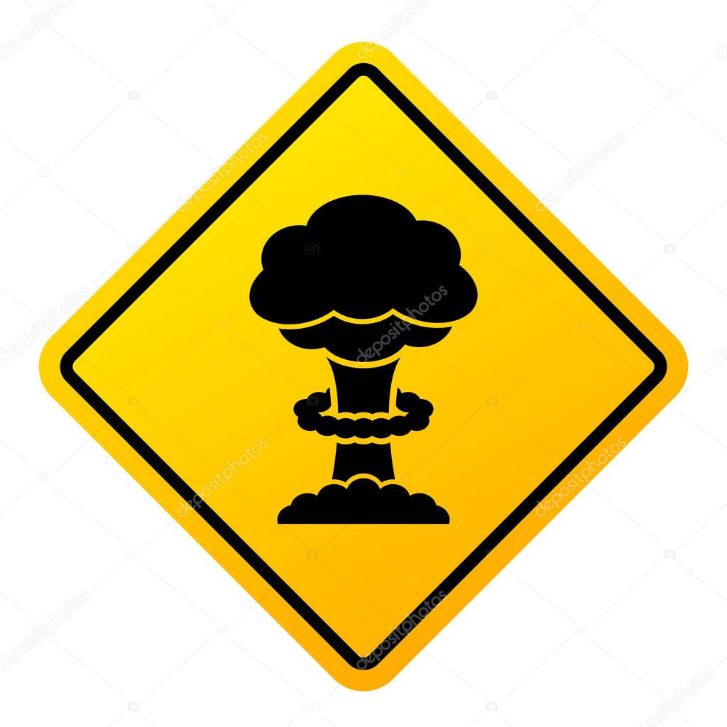 Nuclear warfare warning sign isolated on white background