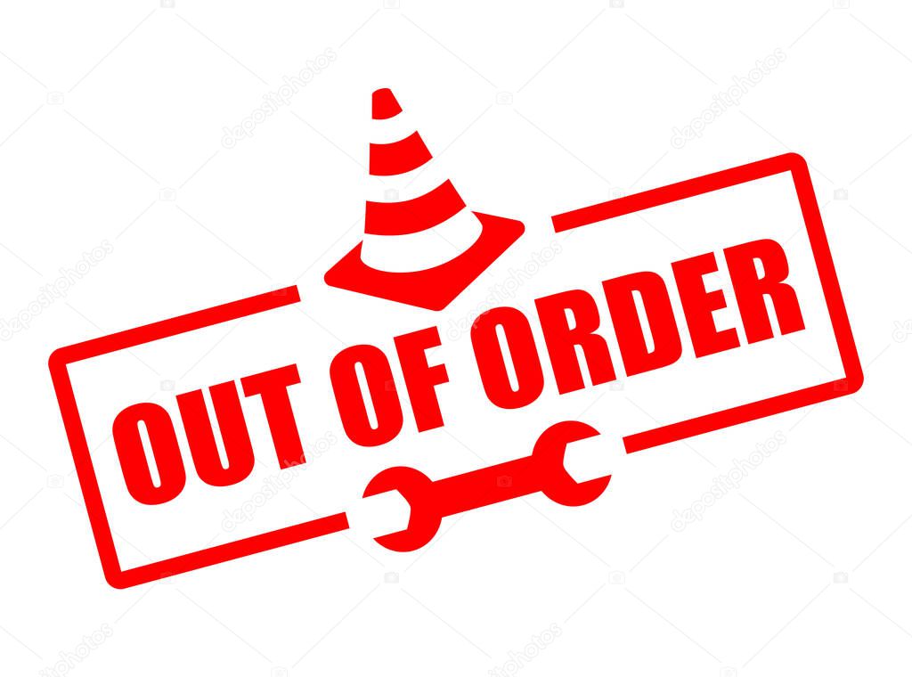 Out of order vector sign isolated on white background