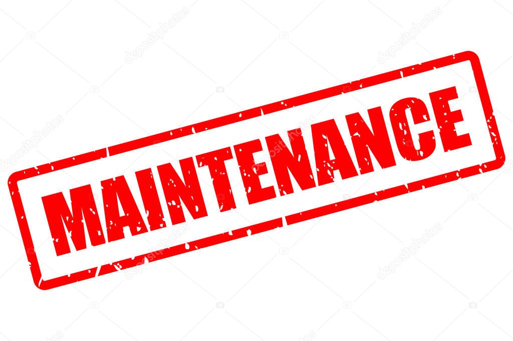Red grunge maintenance stamp on white background