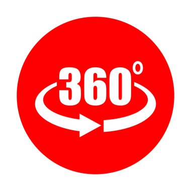 Beyaz arkaplanda izole edilmiş 360 derecelik vektör simgesi