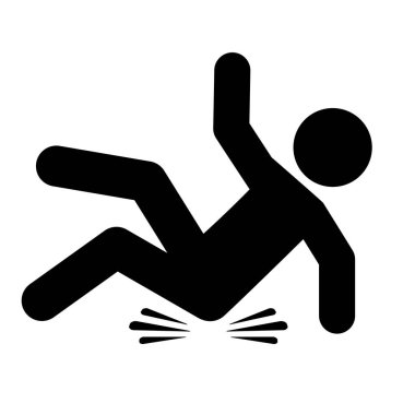 Slip and fall vector icon isolated on white background