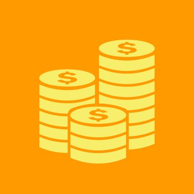 Money vector flat icon on yellow background