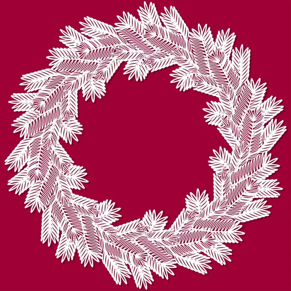 Різдвяний Вінок Ялинових Гілок Шаблон Лазерного Різання Паперу Дерева Металу — стоковий вектор