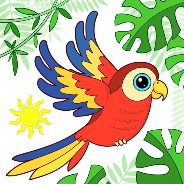 Bonito Desenho Animado Arara Papagaio Tema Verão Exótico Para Design — Vetor de Stock