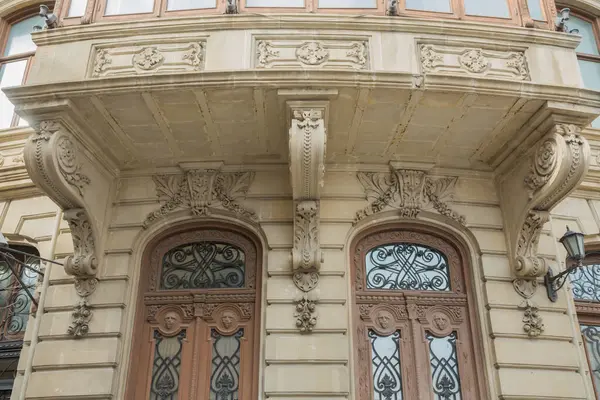 stock image Bank building in Baku . Bank enterence exterior door . BAnk facade outside house enterence . Architecture cityscape of the city . Architecture landmark . Window building enterance Europe .