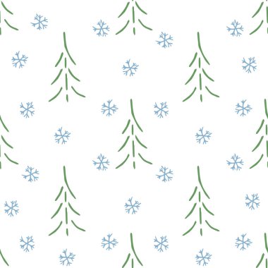 Kusursuz noel ağacı deseni. Noel ağacı süsü. Noel ağacıyla karalama çizimi