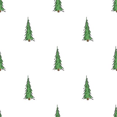 Kusursuz noel ağacı deseni. Noel ağacı süsü. Noel ağacıyla karalama çizimi