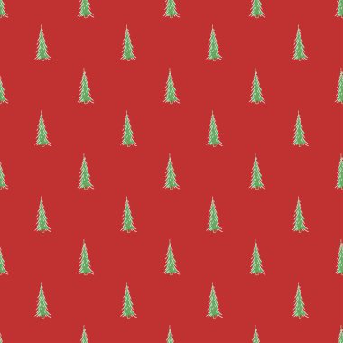 Kusursuz noel ağacı deseni. Noel ağacı süsü. Noel ağacıyla karalama çizimi
