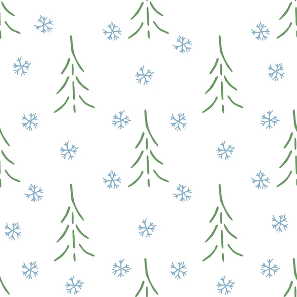 Бесшовный Рисунок Рождественской Елки Рождественский Орнамент Иллюстрация Каракулей Рождественской Елкой — стоковый вектор