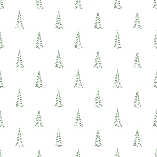 Zökkenőmentes Karácsonyfa Minta Karácsonyfa Dísz Doodle Illusztráció Karácsonyfával — Stock Vector