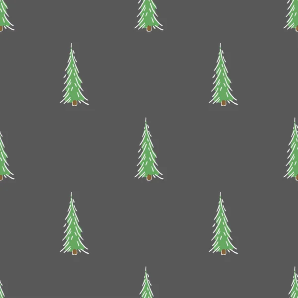 Naadloze Kerstboom Patroon Kerstboom Ornament Doodle Illustratie Met Kerstboom — Stockvector
