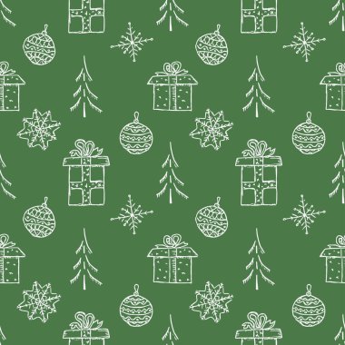 Kusursuz bir Noel ağacı geçmişi. Noel ağacı süsü. Noel ağacıyla karalama çizimi