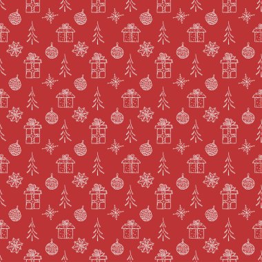 Kusursuz bir Noel ağacı geçmişi. Noel ağacı süsü. Noel ağacıyla karalama çizimi