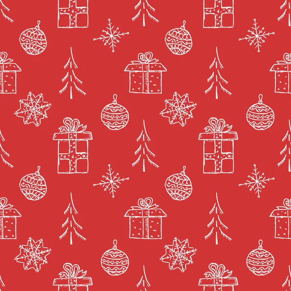 Nahtlose Weihnachtsbaum Hintergrund Christbaumschmuck Doodle Illustration Mit Weihnachtsbaum — Stockvektor