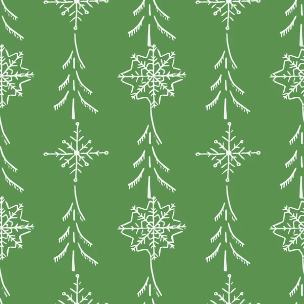 Naadloze Kerstboom Achtergrond Kerstboom Ornament Doodle Illustratie Met Kerstboom — Stockvector