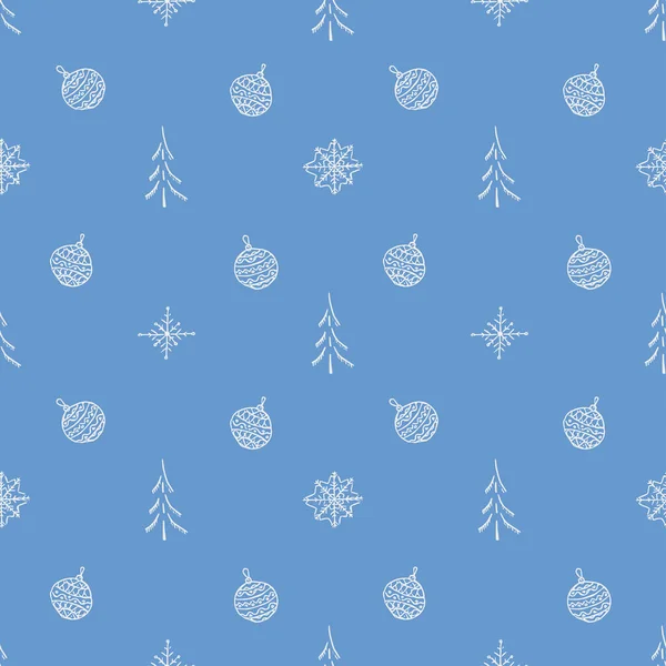 无缝隙的圣诞树背景 圣诞圣诞树的装饰品 圣诞圣诞树的涂鸦图解 — 图库矢量图片