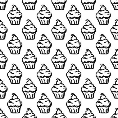 Seamless candy pattern. Sweets and candy background. Doodle vector illustration with sweets and candy icons