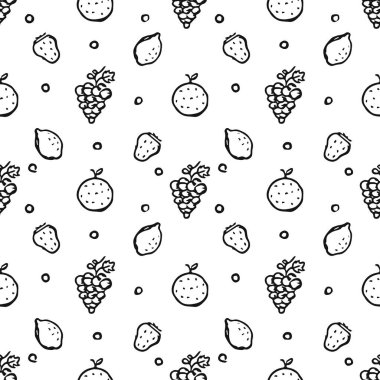 Kusursuz meyve deseni. Meyve ikonlarıyla arkaplanı karala. Meyve arkaplanı