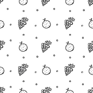 Kusursuz meyve deseni. Meyve ikonlarıyla arkaplanı karala. Meyve arkaplanı