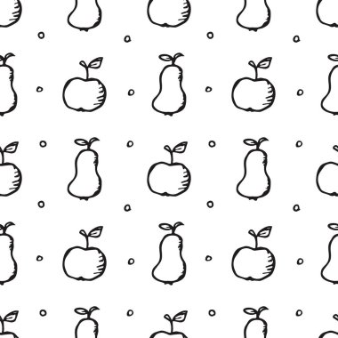 Kusursuz meyve deseni. Meyve ikonlarıyla arkaplanı karala. Meyve arkaplanı
