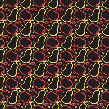 Kusursuz meyve deseni. Meyve ikonlarıyla arkaplanı karala. Meyve arkaplanı