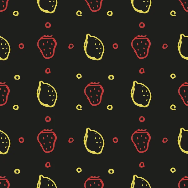 Seamless Fruit Pattern Doodle Background Fruit Icons Fruit Background — Stock Vector