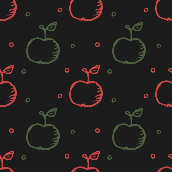 Nahtloses Apfelmuster Farbige Nahtlose Doodle Muster Mit Äpfeln — Stockvektor
