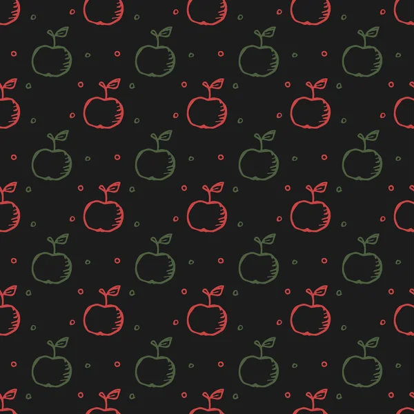 Nahtloses Apfelmuster Farbige Nahtlose Doodle Muster Mit Äpfeln — Stockvektor